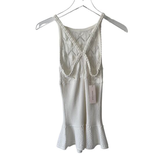REBECCA TAYLOR WHITE PEPLUM STITCH TANK NWT SIZE SMALL - Picture 6 of 8